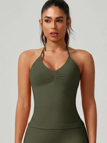 Activ3FitWear Women's Ruched Halter Sports Tank