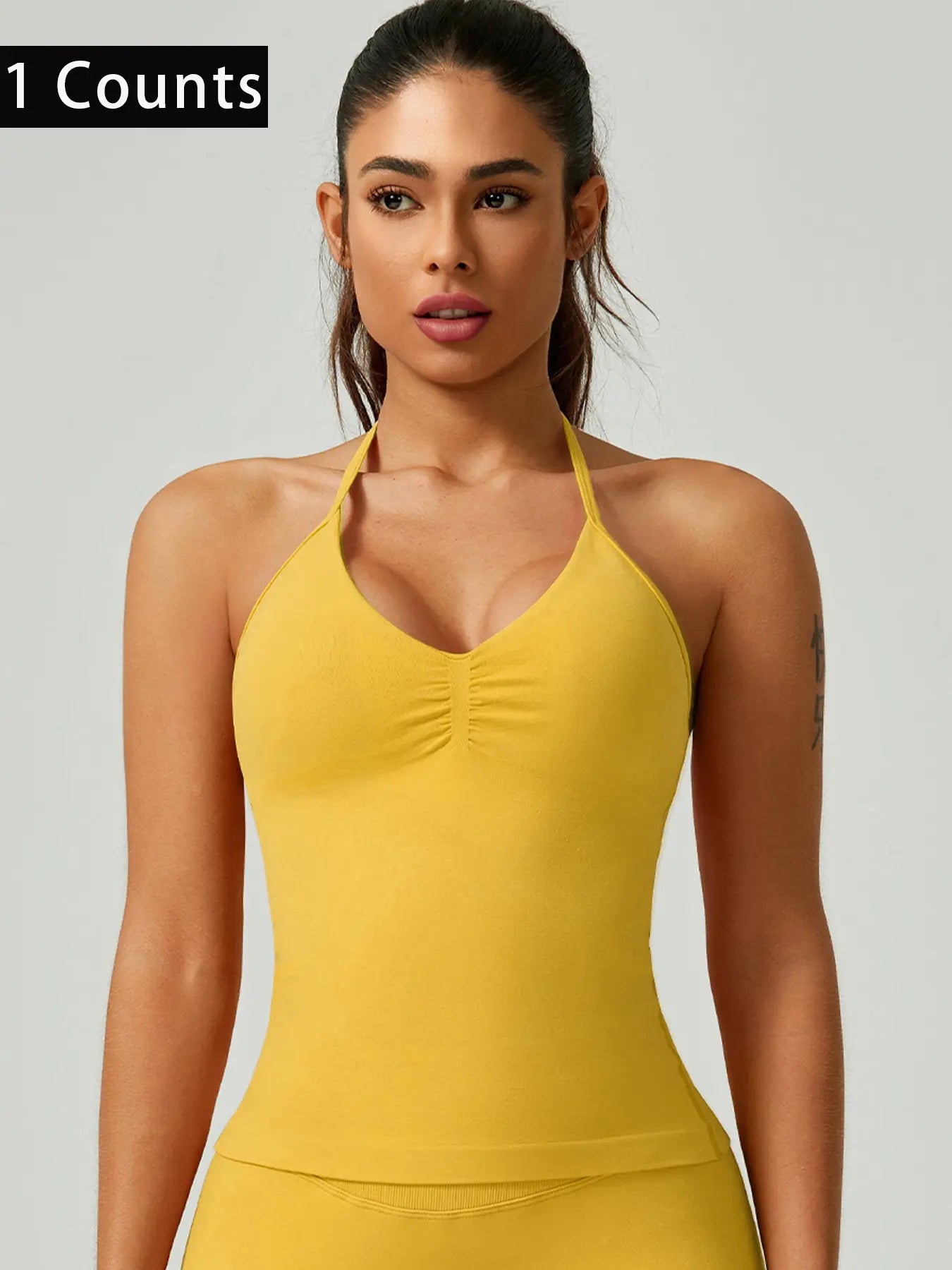 Activ3FitWear Women's Ruched Halter Sports Tank