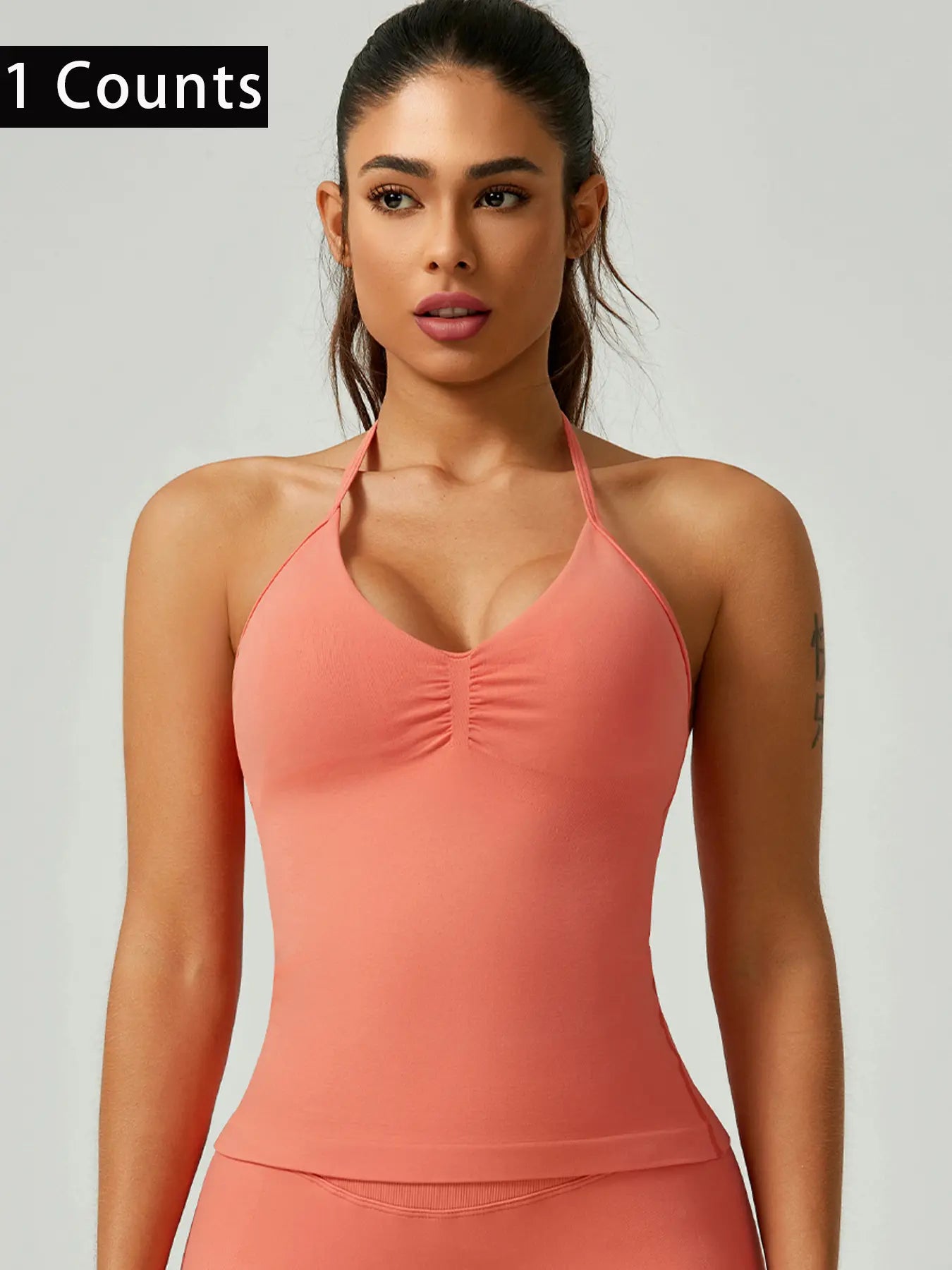 Activ3FitWear Women's Ruched Halter Sports Tank