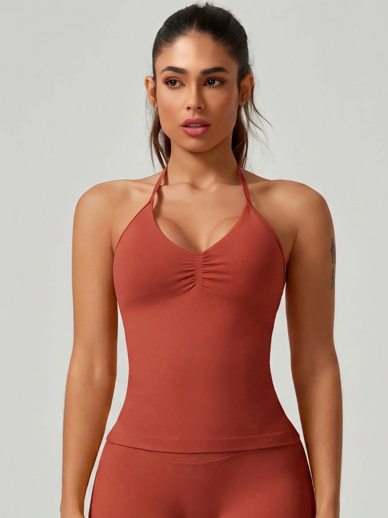 Activ3FitWear Women's Ruched Halter Sports Tank
