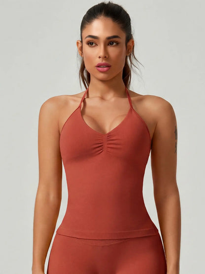 Activ3FitWear Women's Ruched Halter Sports Tank