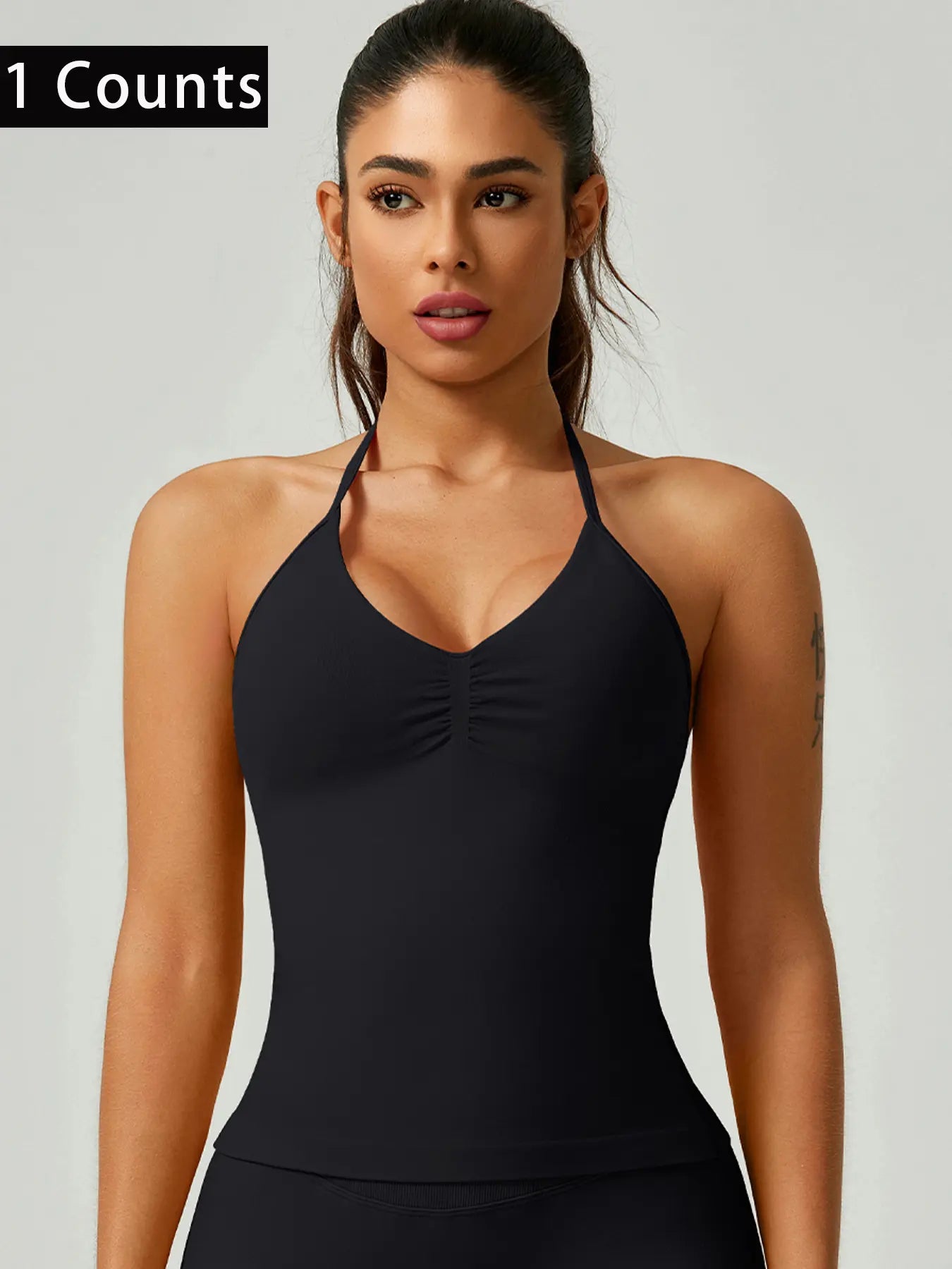 Activ3FitWear Women's Ruched Halter Sports Tank