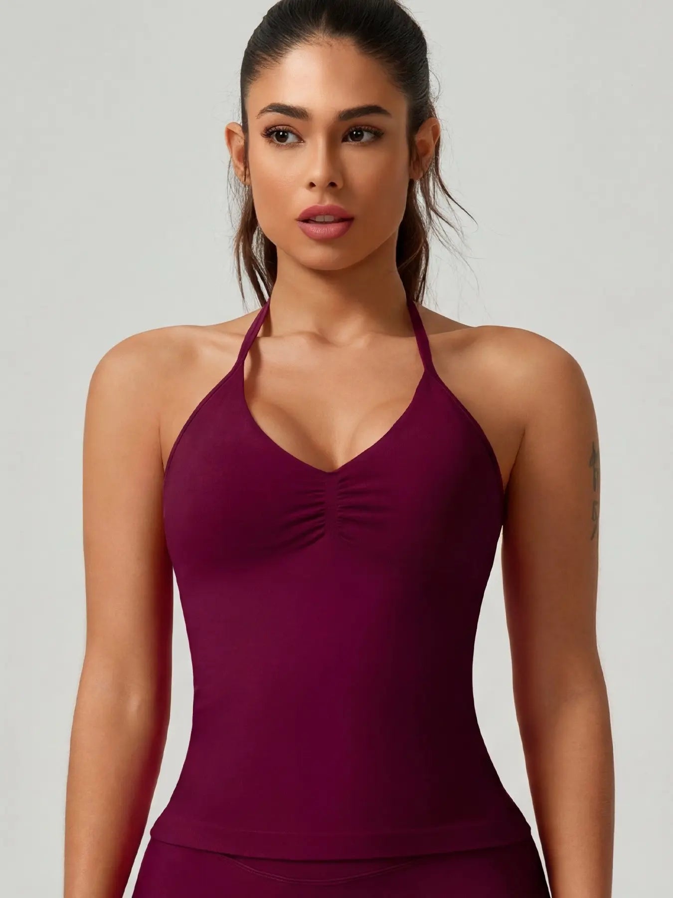 Activ3FitWear Women's Ruched Halter Sports Tank