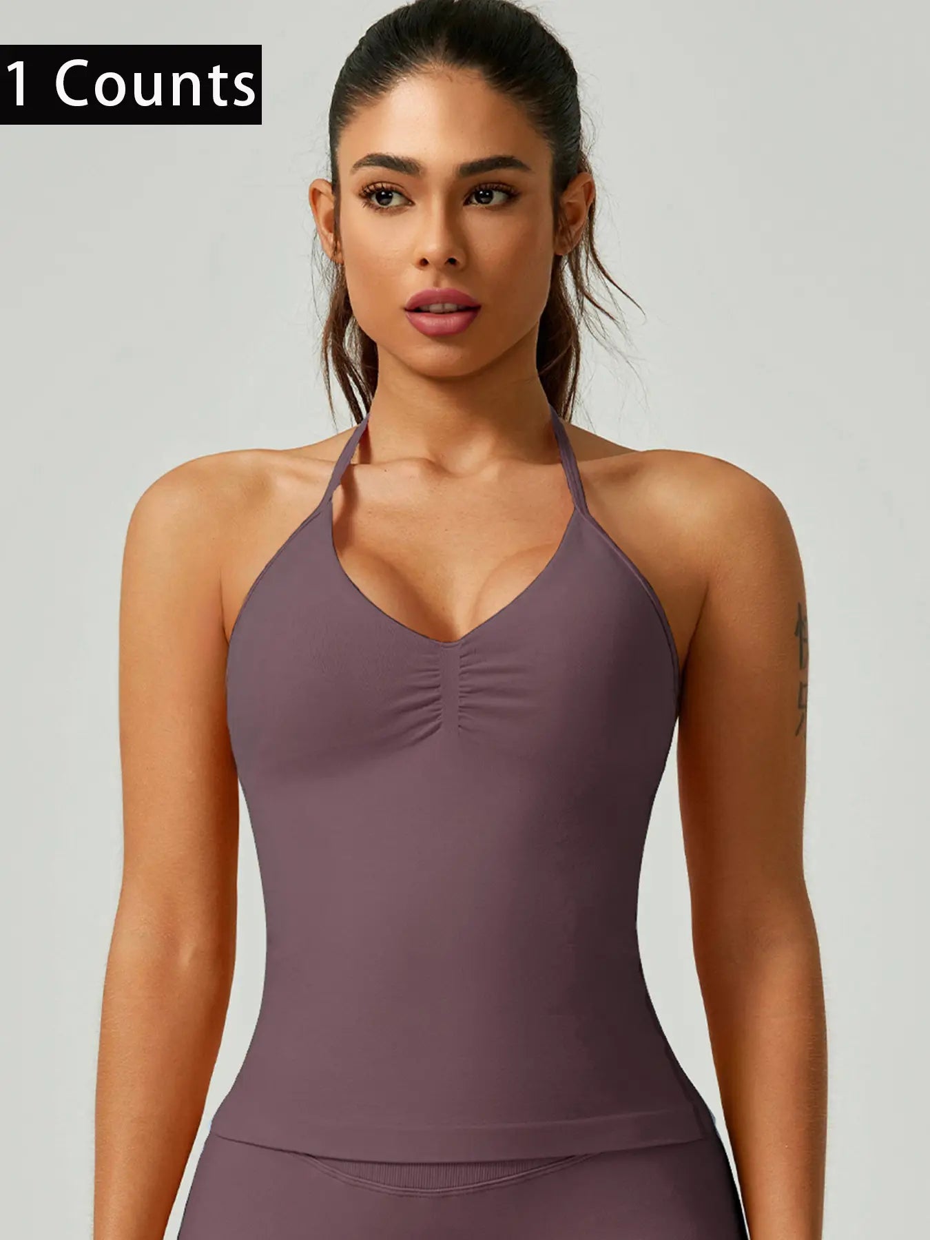 Activ3FitWear Women's Ruched Halter Sports Tank