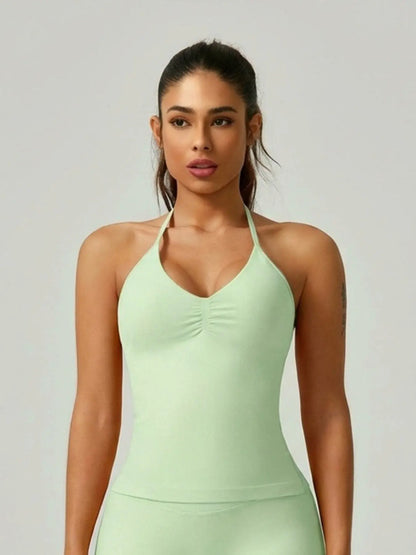 Activ3FitWear Women's Ruched Halter Sports Tank