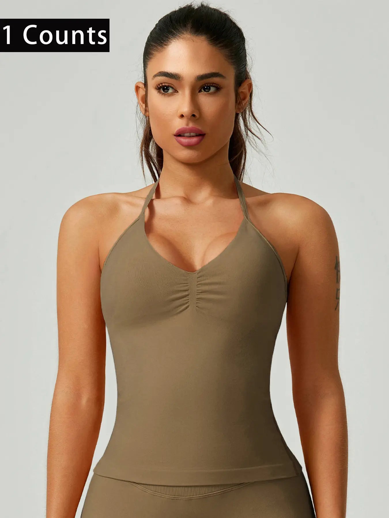 Activ3FitWear Women's Ruched Halter Sports Tank