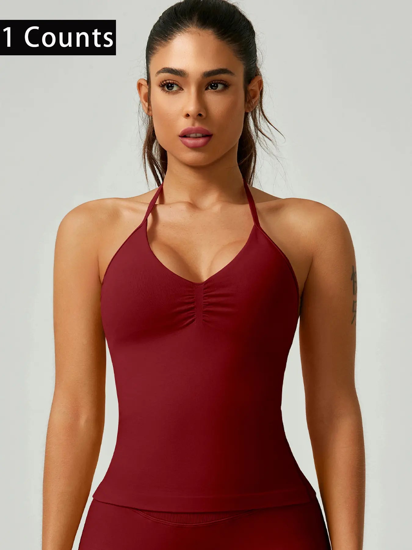 Activ3FitWear Women's Ruched Halter Sports Tank