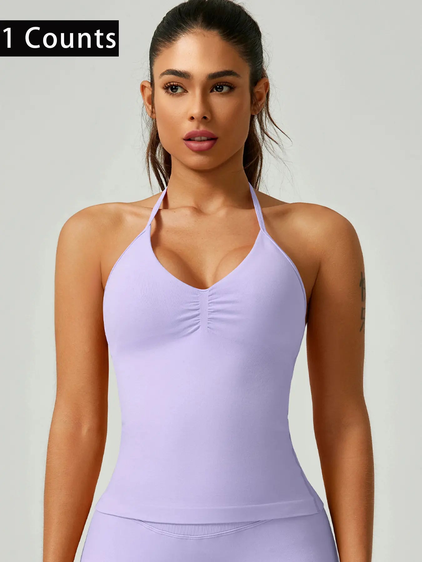 Activ3FitWear Women's Ruched Halter Sports Tank