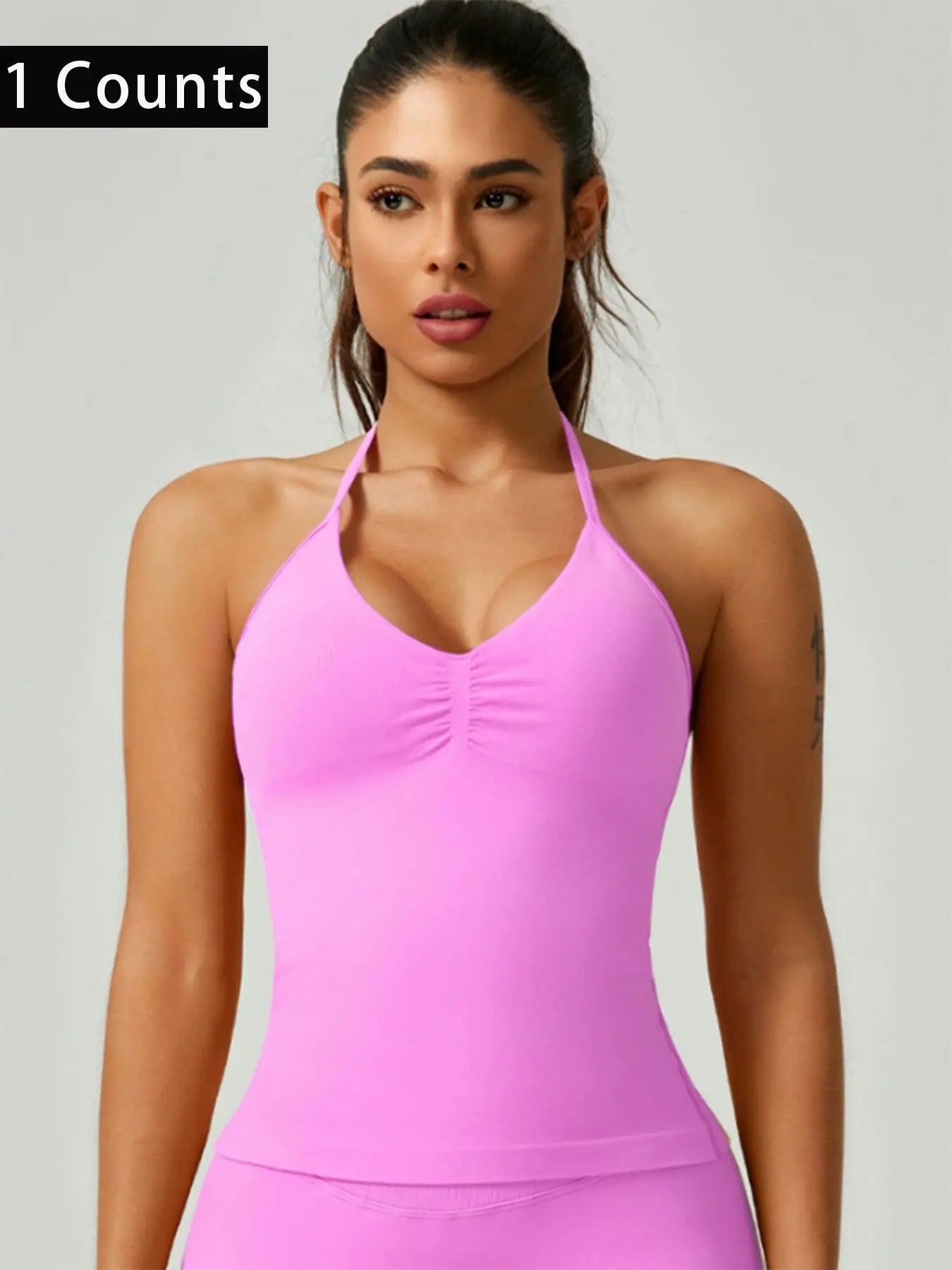 Activ3FitWear Women's Ruched Halter Sports Tank