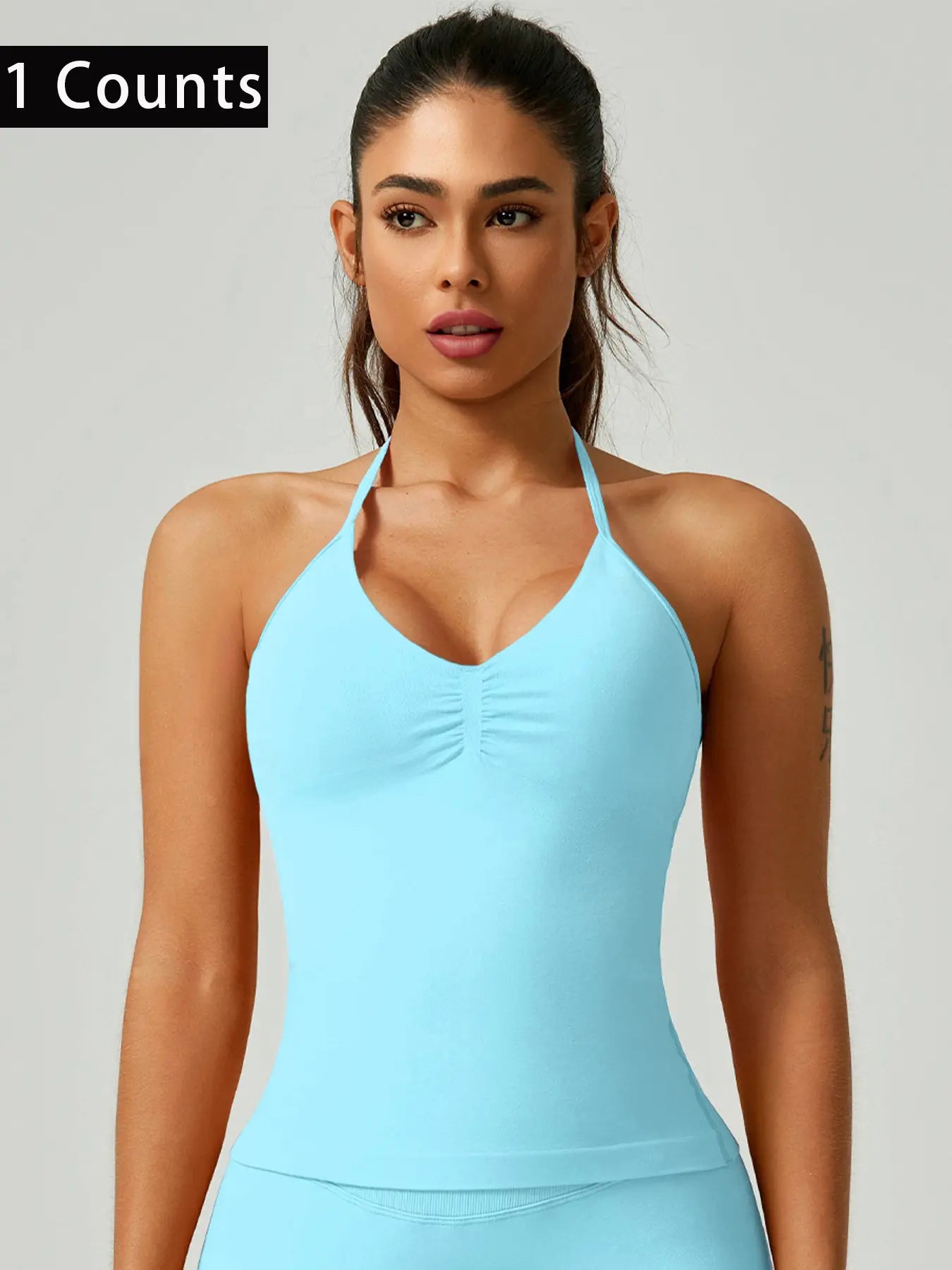 Activ3FitWear Women's Ruched Halter Sports Tank