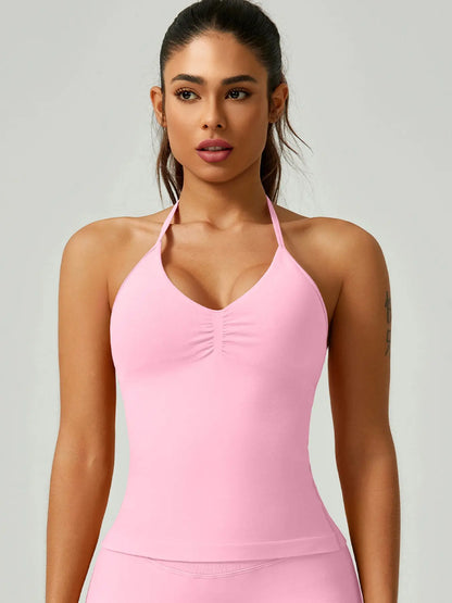 Activ3FitWear Women's Ruched Halter Sports Tank
