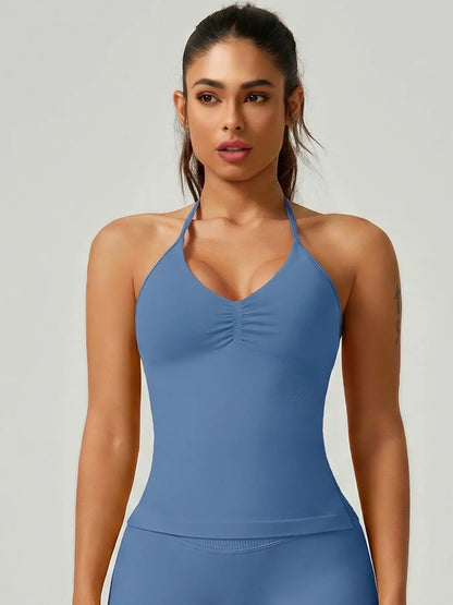 Activ3FitWear Women's Ruched Halter Sports Tank